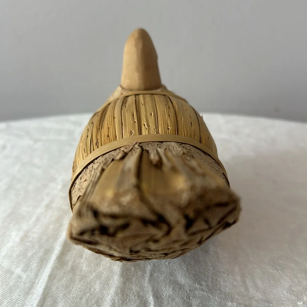 Handmade Wood Straw Duck Statue Art Deco
